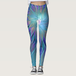 Blue Lila Flower Dream Abstrakt Fractal Art Leggings