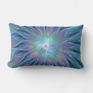 Blue Lila Flower Dream Abstrakt Fractal Art Lumbarkudde