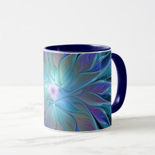 Blue Lila Flower Dream Abstrakt Fractal Art Mugg