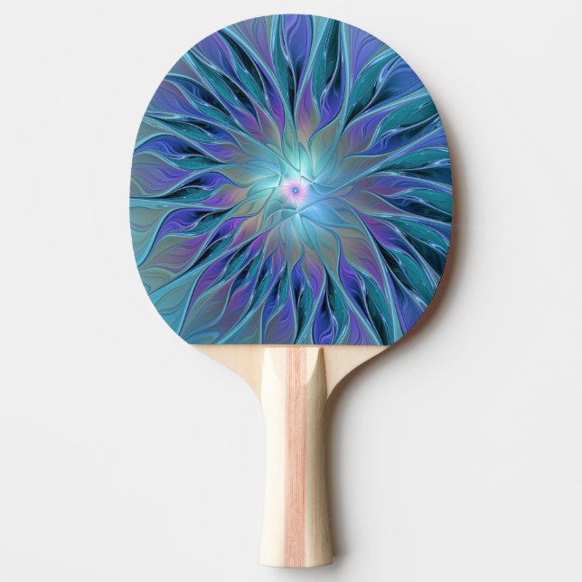 Blue Lila Flower Dream Abstrakt Fractal Art Pingisracket (Framsidan)