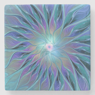 Blue Lila Flower Dream Abstrakt Fractal Art Stenunderlägg