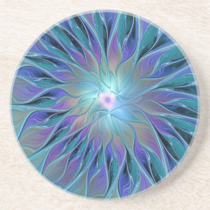 Blue Lila Flower Dream Abstrakt Fractal Art Underlägg