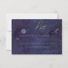 Blue Lila Galaxy Starry Night Celestial Bröllop OSA Kort