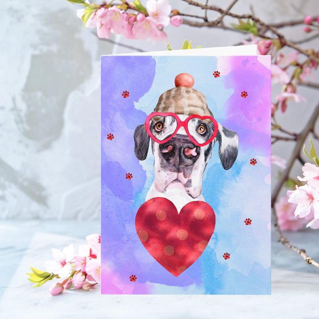 Blue Lila Great dane Valentine Day Gift Hund Kort (Skapare uppladdad)