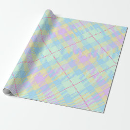 BLUE LILA & GRÖNT PASTEL PLAID MÖNSTER PRESENTPAPPER