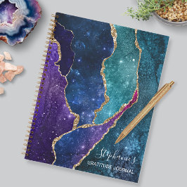 Blue Lila Guld Veins Agate Gratitude Journal