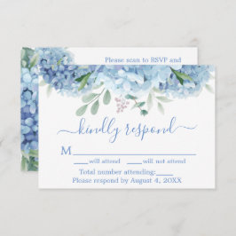 Blue Lila Hydrangeas Blommigt Bröllop OSA QR-kod Tack Kort