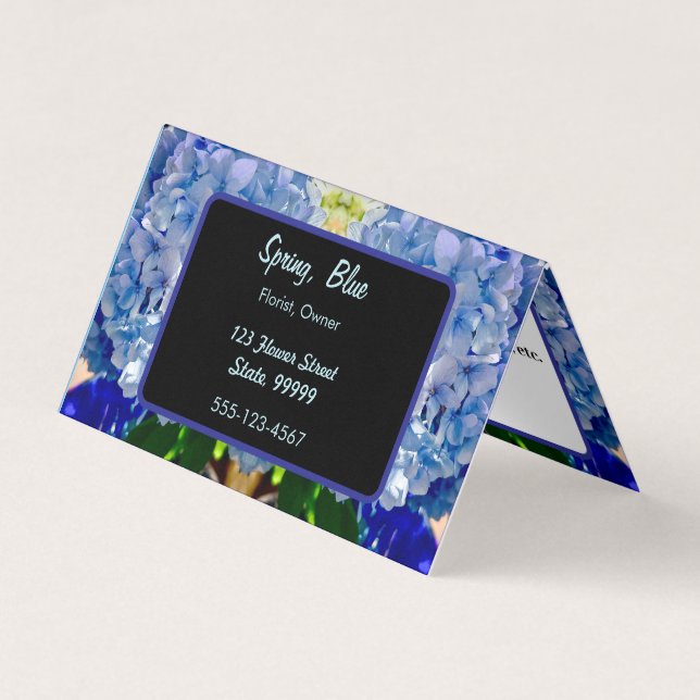 Blue Lila Hydrangeas Bouquets Anpassningsbar Visitkort (Framsida)