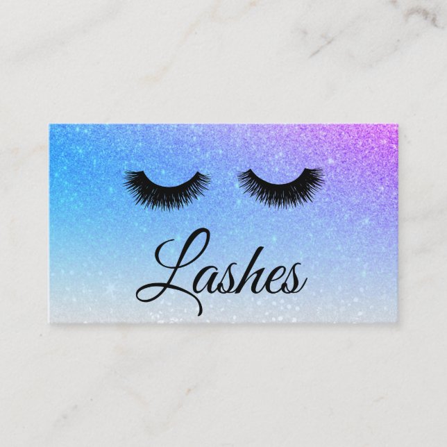 *~* BLUE LILA Lash Extensions Girly Glitter Visitkort (Framsida)