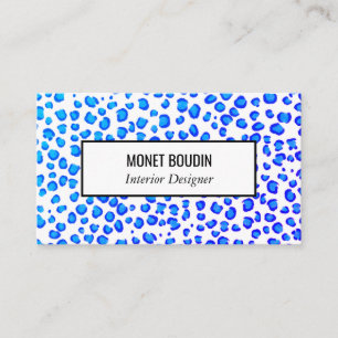 Blue Lila Leopard Modern Anpassningsbar Animal Pri Visitkort