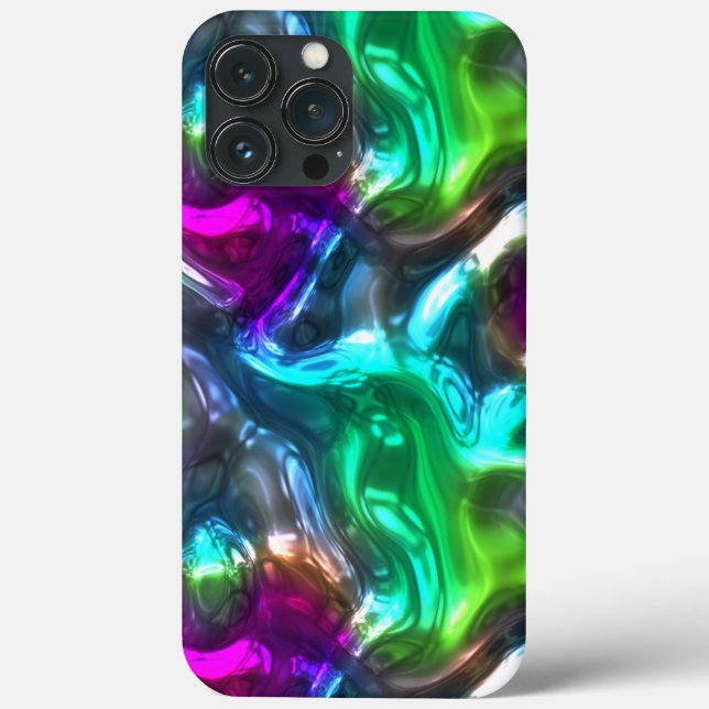 Blue Lila Lime Green Rosa 3D Art Mönster (Baksida)