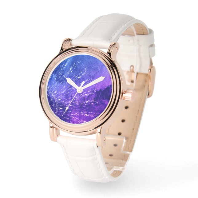 Blue Lila Mandala Clouds Boho Bohemian Armbandsur (Vinkel)