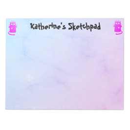 Blue Lila Ombre Funny Angel Cat Kids Sketch Anteckningsblock