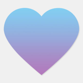 Blue & Lila Ombre Hjärtformat Klistermärke