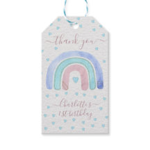 Blue Lila Pastel Rainbow First Birthday