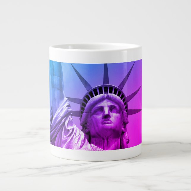 Blue Lila Pop Art Frihetsgudinnan New York Jumbo Mugg (Framsidan)