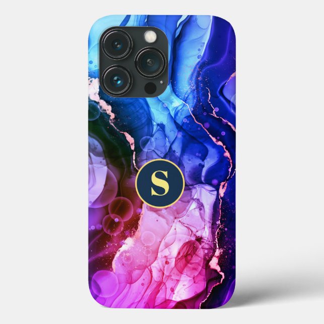 Blue, Lila & Red Violet Liquid Bläck, Monogram (Baksida)