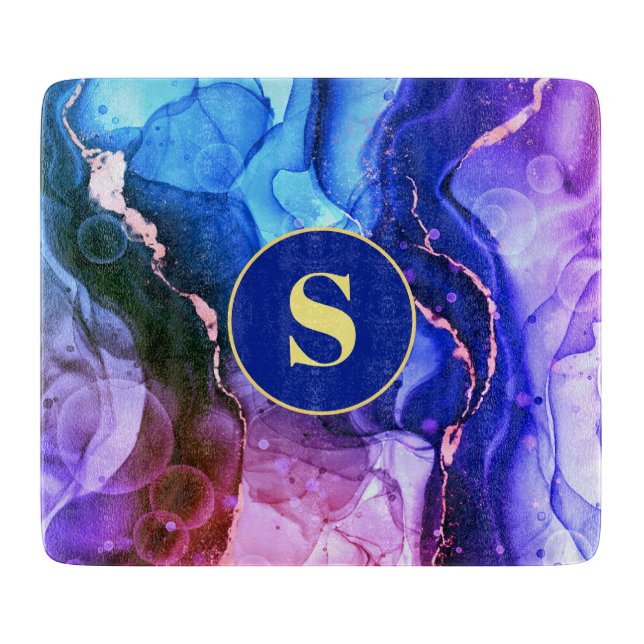 Blue, Lila & Red Violet Liquid Bläck, Monogram (Framsidan)