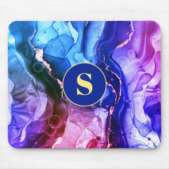 Blue, Lila & Red Violet Liquid Bläck, Monogram Musmatta (Framsidan)