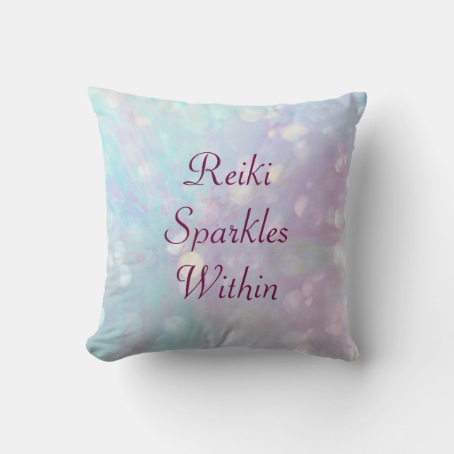 Blue Lila Reiki Sparkles innanför Kudde (Framsida)