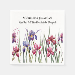 Blue Lila Rosa Iris Blommigt inspirational Bröllop Pappersservett
