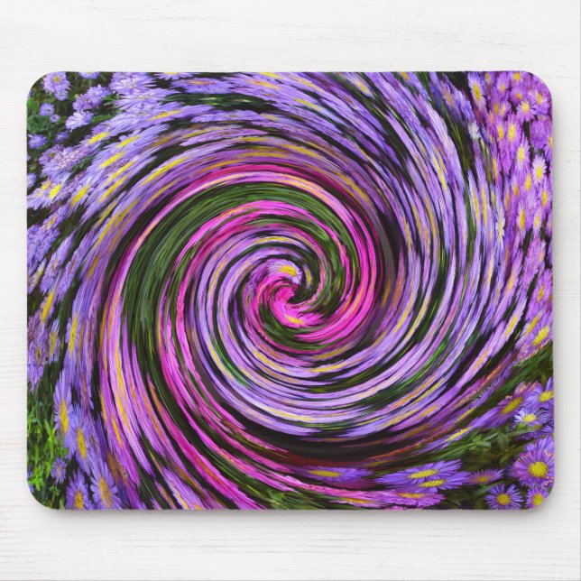 Blue Lila Rosa Morsa Swirl Mousepad Musmatta (Framsidan)