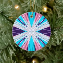 Blue Lila Rosa White Winter Snowflake Festive Julgransprydnad Keramik