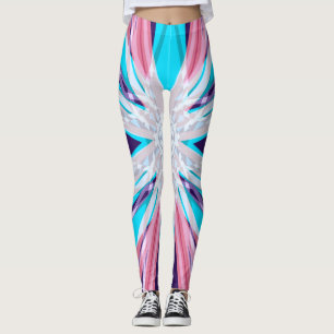 Blue Lila Rosa White Winter Snowflake Yoga Gym Leggings
