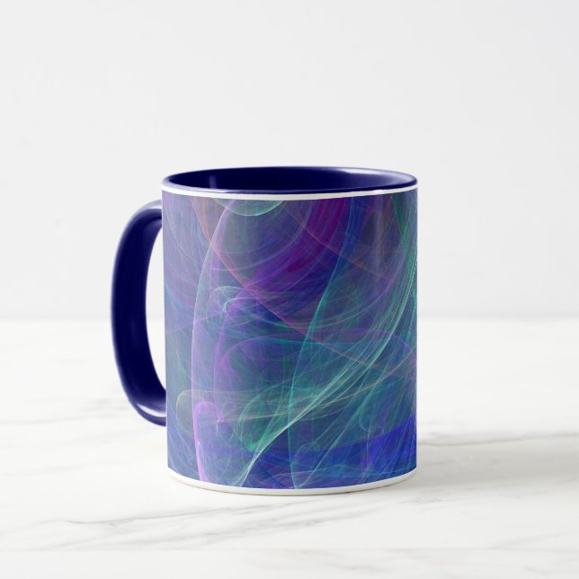 Blue Lila Teal Airy Abstraction Mugg (Framsida vänster)