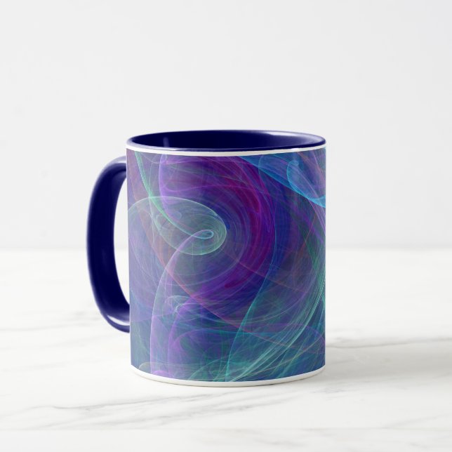 Blue Lila Teal Airy Abstraction Mugg (Framsida vänster)