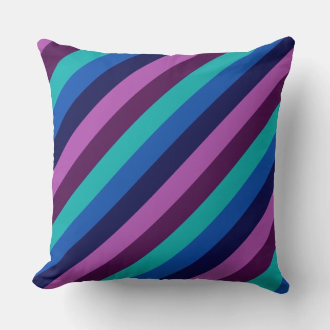 Blue Lila Teal Rand Big Dekorativ kudde (Framsida)