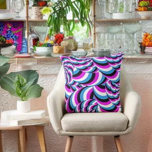 Blue Lila Tubular Swirls Geo Design Kudde