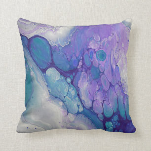 Blue Lila Violet Marble Swirls Abstrakt Art Kudde