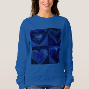 Blue Lila Watercolor Art Heart Kärlek Sweatshirt T-shirt