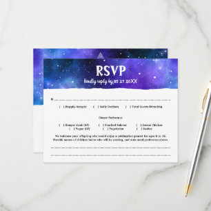 Blue Lila Watercolor Galaxy Fladdermus Pub Mitzvah OSA Kort