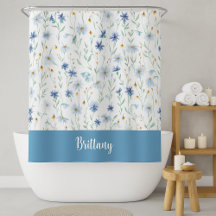 Blue Lila Watercolor Wildblommonogram