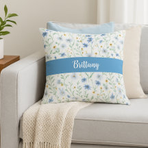 Blue Lila Watercolor Wildblommonogram Namn