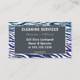 Blue Lila Zebra tryck Glitter Städning Visitkort