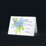 Blue Liliac Vår Bouquet Sister Birthday Kort<br><div class="desc">En vattenfärg och bläck-skiss av ljusblå laktor från vår-trädgården. Kom ihåg att du kan anpassa vilken produkt som helst och ändra texten så att den passar dina behov.</div>