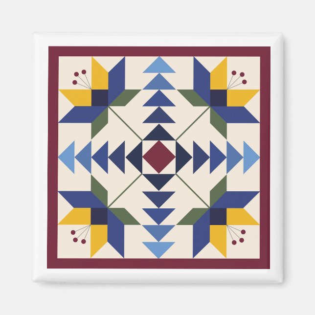 Blue Lilies Barn Quilt Magnet (Framsidan)