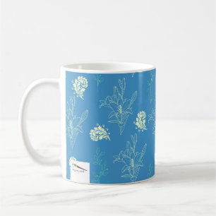 Blue Lilies Flowers Mönster Kaffemugg