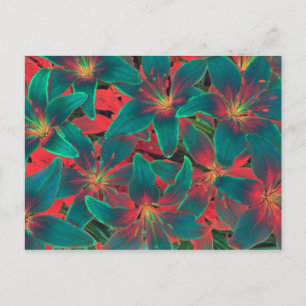 Blue Lilies vycard Vykort