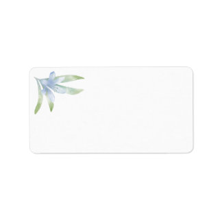Blue Lilies Watercolor Bröllop Adress Adressetikett