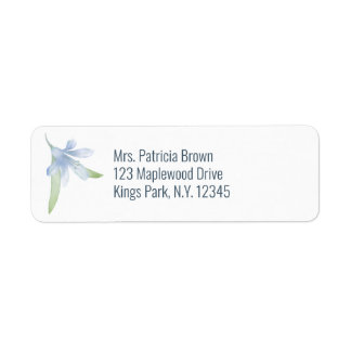 Blue Lilies Watercolor Bröllop Returadress Etikett