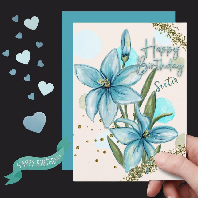 Blue Lily Birthday Card for Sister Julkort (Blue Lily Birthday Card for Sister )