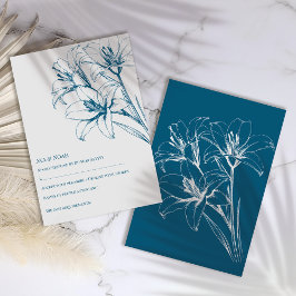 Blue Lily Outline Bröllop OSA Kort
