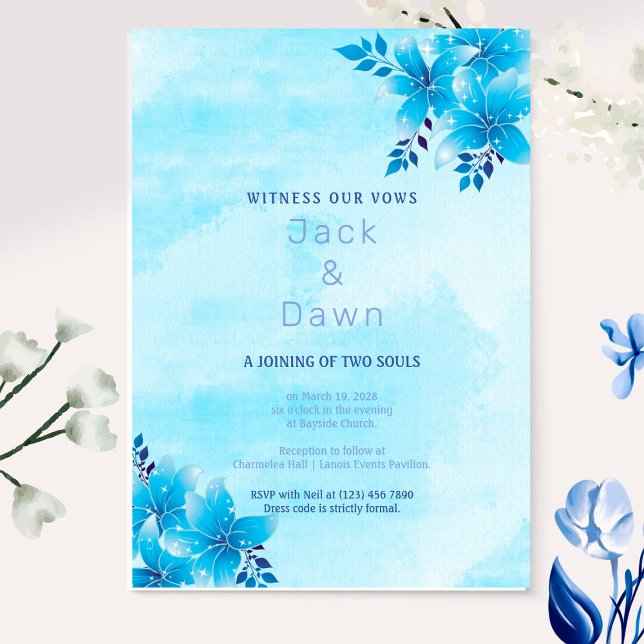 Blue Lily Wedding-inbjudan Inbjudningar (Skapare uppladdad)