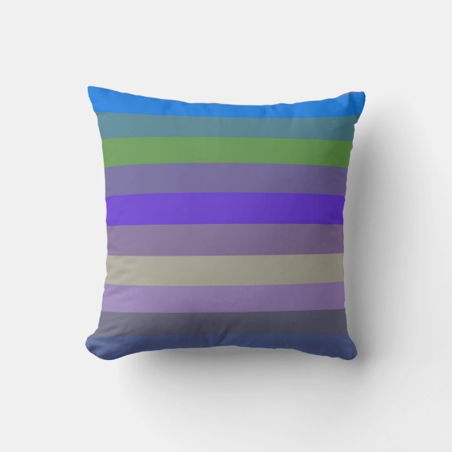 Blue, Lime & Magenta Retro Stripes Kudde (Framsida)
