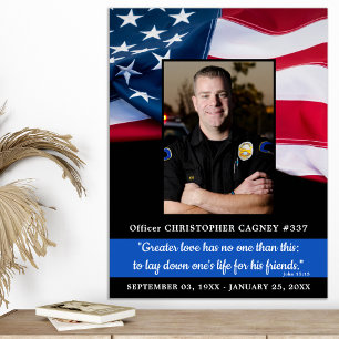 Blue Line American Flagga Funeral Poster