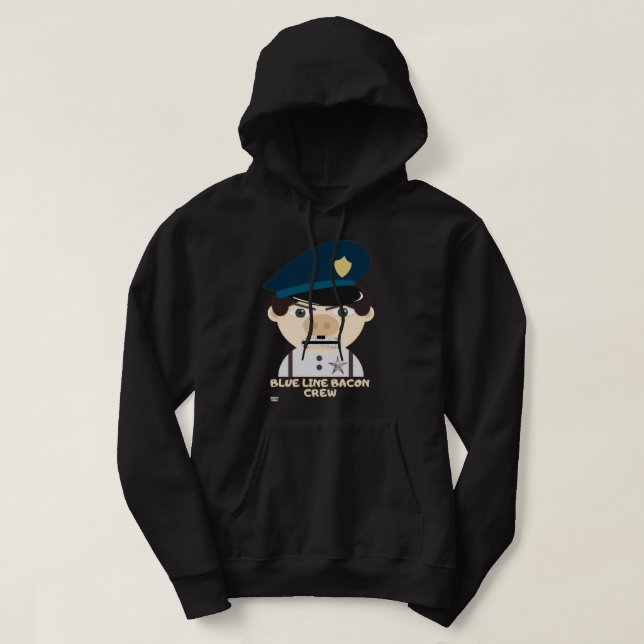 "BLUE LINE BACON CREW" lustig polis Hoodie (Design framsida)